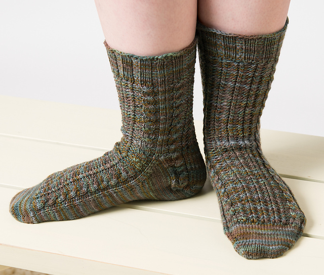 image of trellis and cable socks